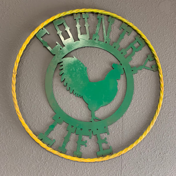 24" ROOSTER COUNTRY LIFE METAL WALL ART WESTERN HOME DECOR