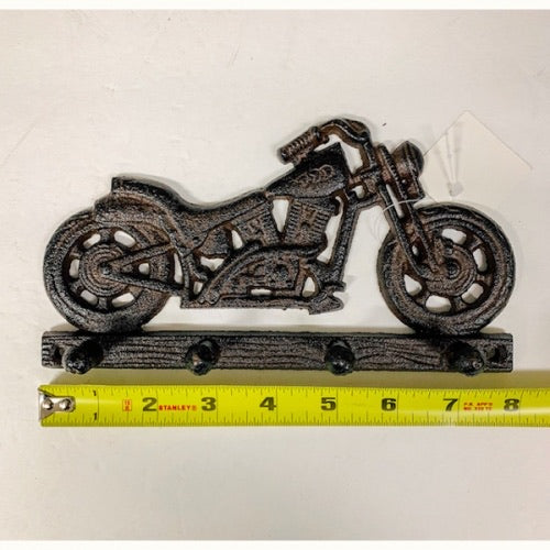 8" MOTORBIKE KEY HOLDER COAT HOOK CAST IRON WALL ART METAL WESTERN HOME DECOR NEW