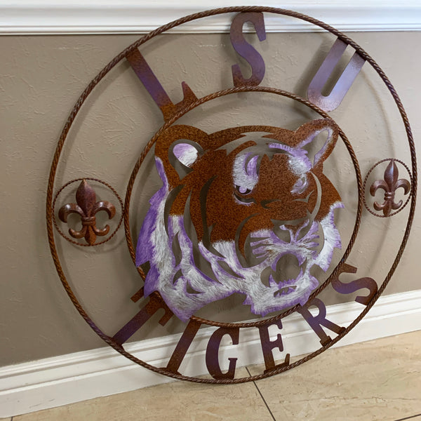 12,18",24",32" LSU TIGERS PURPLE WHITE CUSTOM METAL TEAM VINTAGE CRAFT HANDMADE
