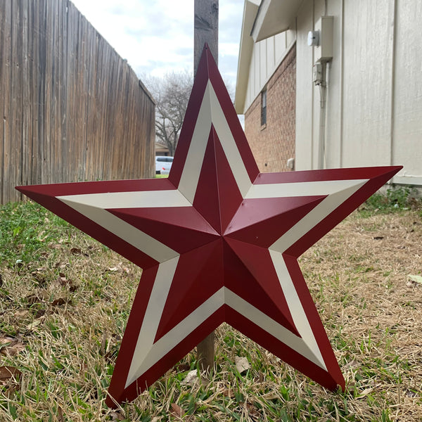 12",16",24",30",36" RED WHITE METAL BARN STAR METAL WALL ART HANDMADE