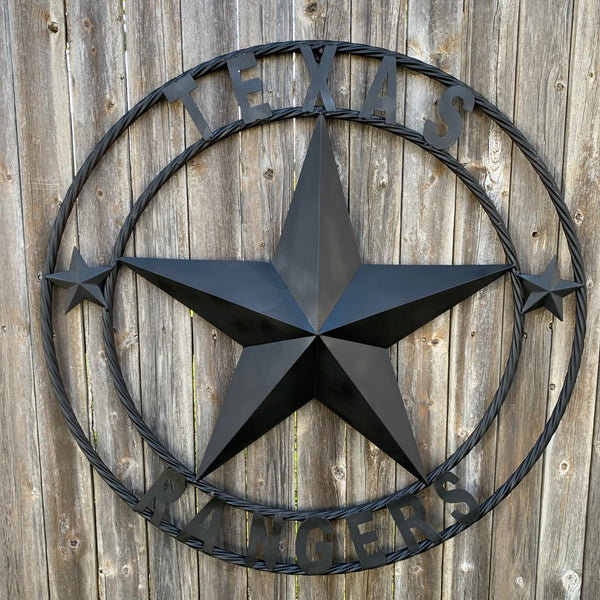 TEXAS RANGERS BLACK LONE STAR METAL TEAM WESTERN HOME DECOR CRAFT
