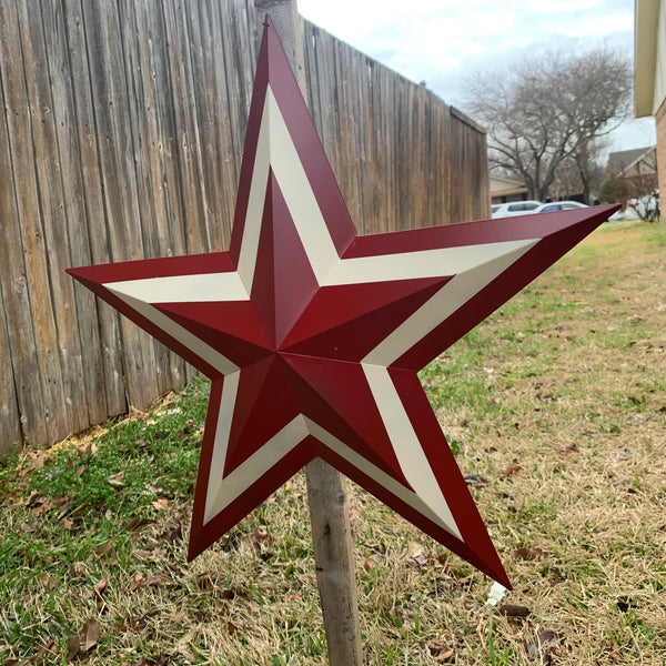 12",16",24",30",36" RED WHITE METAL BARN STAR METAL WALL ART HANDMADE