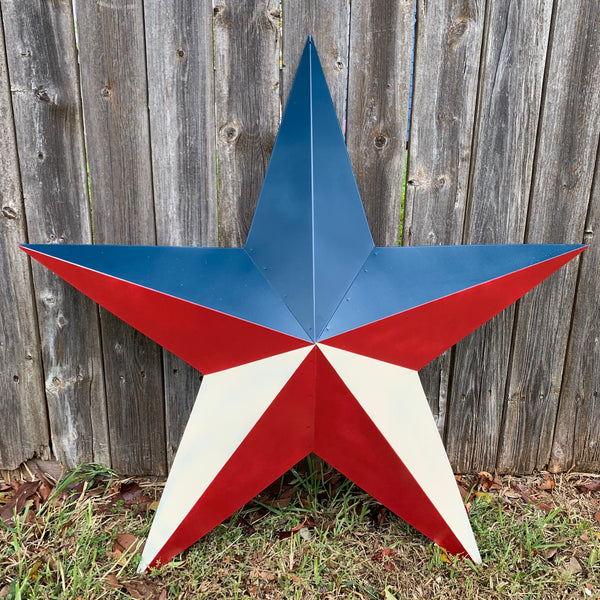 16",24",36" RED WHITE & BLUE METAL BARN STAR METAL WALL ART WESTERN HOME DECOR HANDMADE NEW ART #EH12939