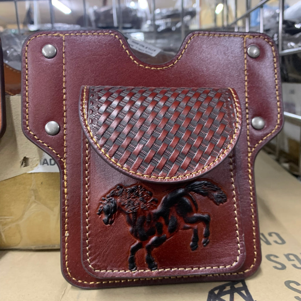 7" x 6" GENUINE LEATHER SHOOTING POUCH BELT LOOP HANDMADE NEW -- FREE SHIPPING
