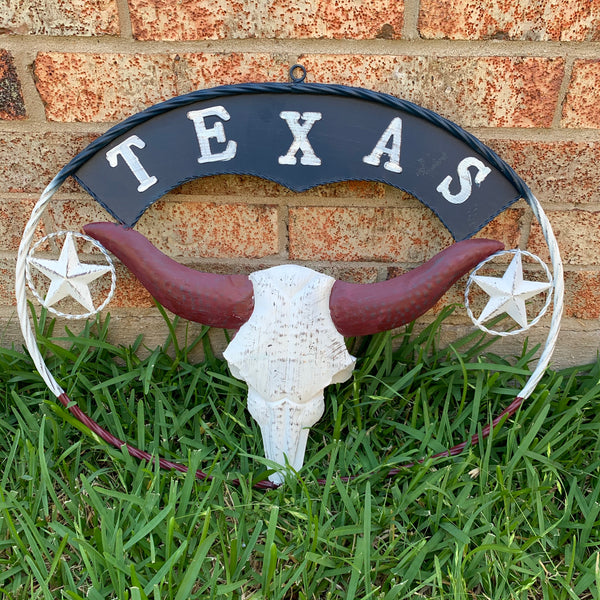 24" X 18" TEXAS LONGHORNS METAL ART WALL DECOR WESTERN HOME DECOR NEW
