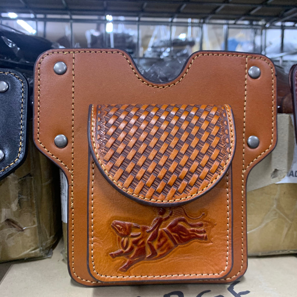 7" x 6" GENUINE LEATHER SHOOTING POUCH BELT LOOP HANDMADE NEW -- FREE SHIPPING