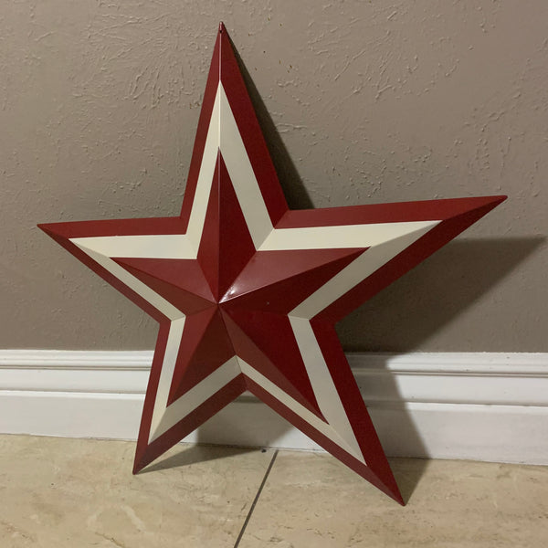 12",16",24",30",36" RED WHITE METAL BARN STAR METAL WALL ART HANDMADE