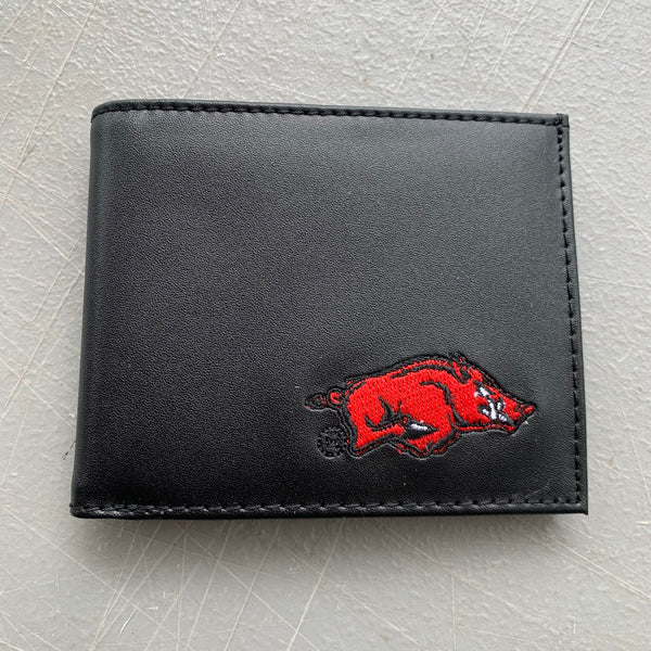 5" ARKANSAS RAZORBACKS CUSTOM LEATHER WALLET BIFOLD STYLE NEW-- FREE SHIPPING