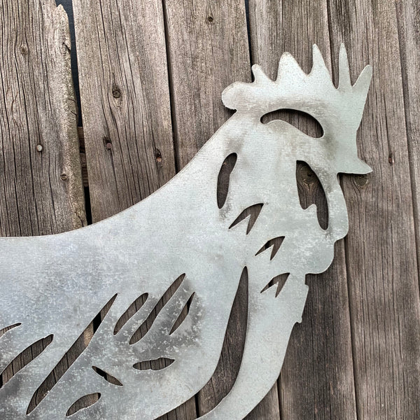 28"  X 28" CUSTOM ROOSTER LASERCUT ART WITH RING DESIGN WESTERN METAL ANIMAL ART HOME WALL DECOR BRAND NEW
