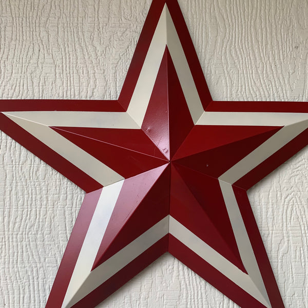 12",16",24",30",36" RED WHITE METAL BARN STAR METAL WALL ART HANDMADE