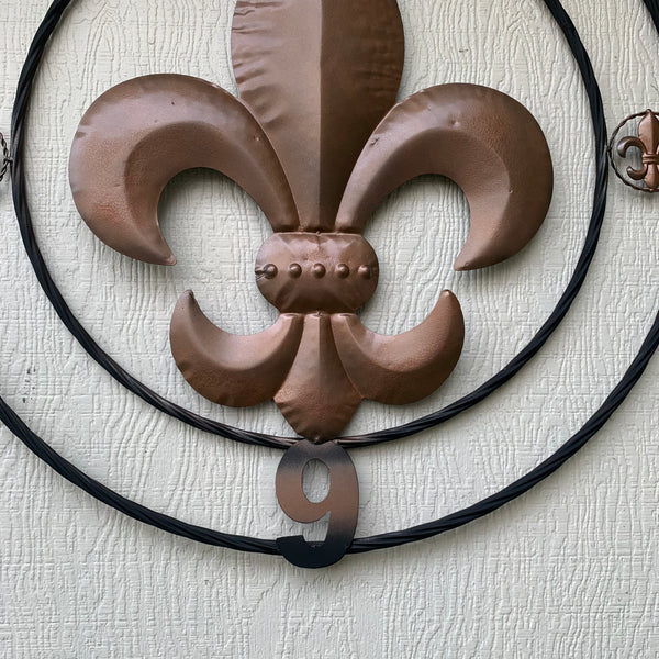 FORD STYLE YOUR CUSTOM NAME FLEUR DE LIS METAL TWISTED ROPE RING SIGN WALL ART WESTERN HOME DECOR HANDMADE 24", 32", 36"
