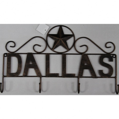 16"x9.5" DALLAS METAL KEY HOLDER HOOK KEYS HOLDER WALL ART METAL WESTERN HOME DECOR NEW