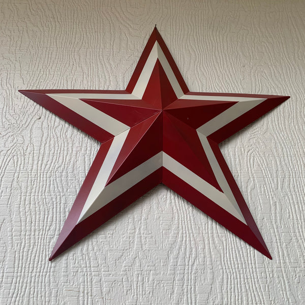 12",16",24",30",36" RED WHITE METAL BARN STAR METAL WALL ART HANDMADE