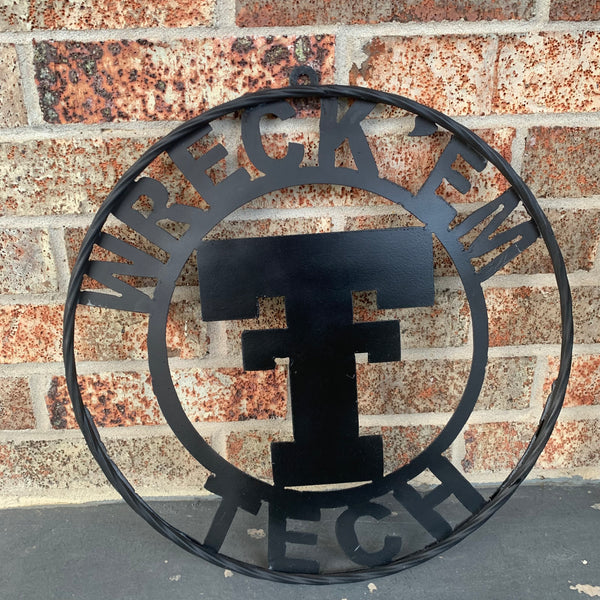 12",18",24",32",36" WRECKEM TEXAS TECH SOLID PLAIN T CUSTOM VINTAGE CRAFT METAL TEAM SIGN HANDMADE