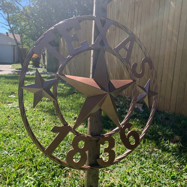 16", 20", 24", 32" TEXAS 1836 HAMMERED COPPER  BARN STAR METAL WALL WESTERN HOME DECOR RED WHITE BLUE ART