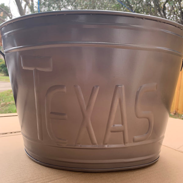18" TEXAS BUCKET SILVER METAL OVAL TUB WESTERN HOME DECOR METAL ART--BRAND NEW