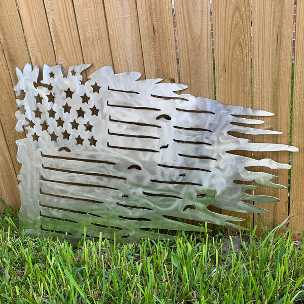 TATTERED USA AMERICAN FLAG RAW METAL LASERCUT HANDMADE WESTERN HOME DECOR BRAND NEW