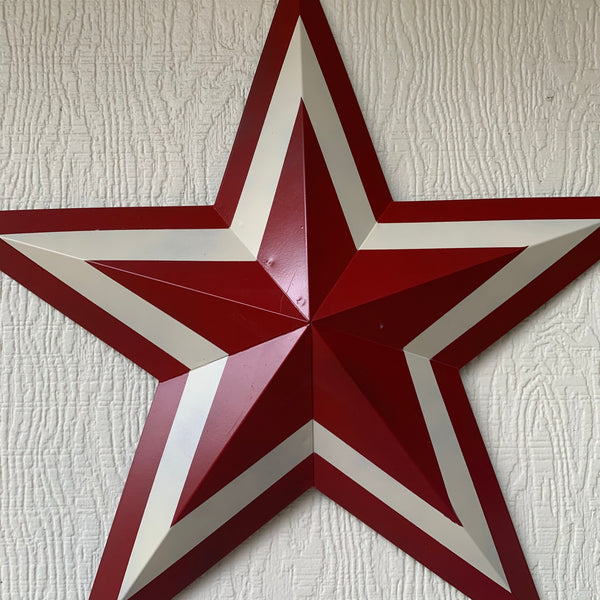 12",16",24",30",36" RED WHITE METAL BARN STAR METAL WALL ART HANDMADE