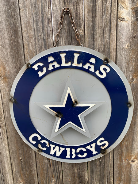 15" SPORTS CUSTOM DISC METAL VINTAGE CRAFT SIGN TEAM ART WESTERN HOME DECOR HANDMADE