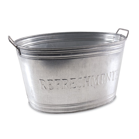 18" GALV. REFRESHMENTS OVAL METAL TUB BUCKET WESTERN HOME DECOR NEW