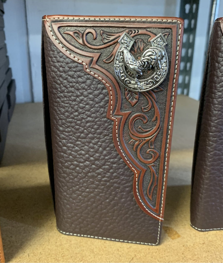 GENUINE LEATHER WESTERN CHECKBOOK MEN'S WALLET WESTERN FASHION