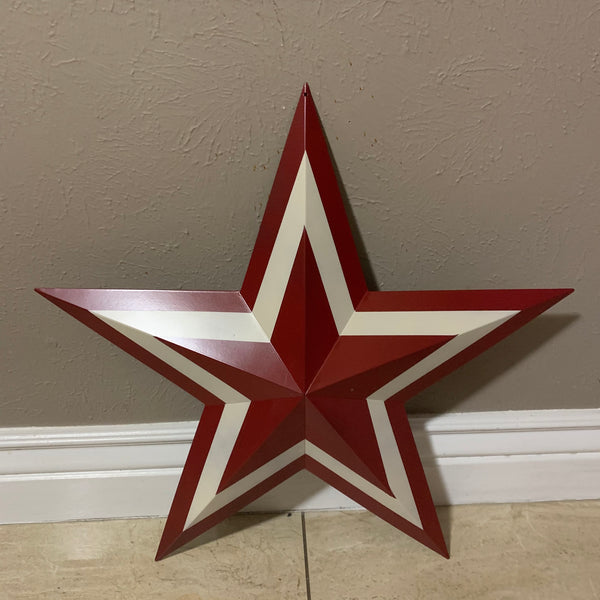 12",16",24",30",36" RED WHITE METAL BARN STAR METAL WALL ART HANDMADE