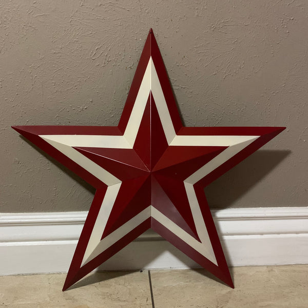 12",16",24",30",36" RED WHITE METAL BARN STAR METAL WALL ART HANDMADE