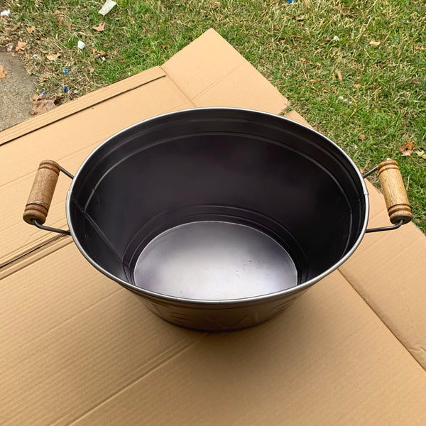 18" TEXAS BUCKET SILVER METAL OVAL TUB WESTERN HOME DECOR METAL ART--BRAND NEW