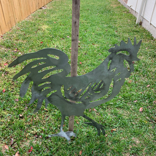 28"  X 28" CUSTOM ROOSTER LASERCUT ART WITH RING DESIGN WESTERN METAL ANIMAL ART HOME WALL DECOR BRAND NEW