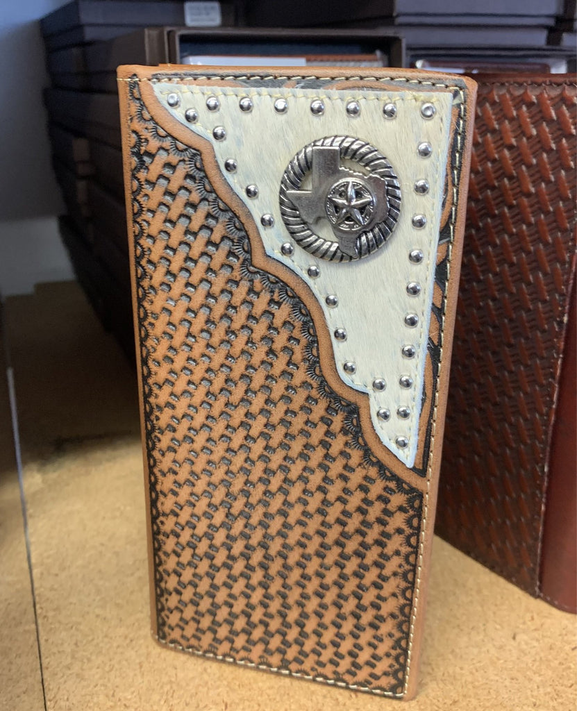 GENUINE LEATHER WESTERN CHECKBOOK MEN'S WALLET WESTERN FASHION
