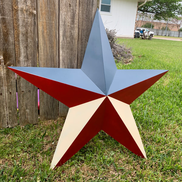 16",24",36" RED WHITE & BLUE METAL BARN STAR METAL WALL ART WESTERN HOME DECOR HANDMADE NEW ART #EH12939