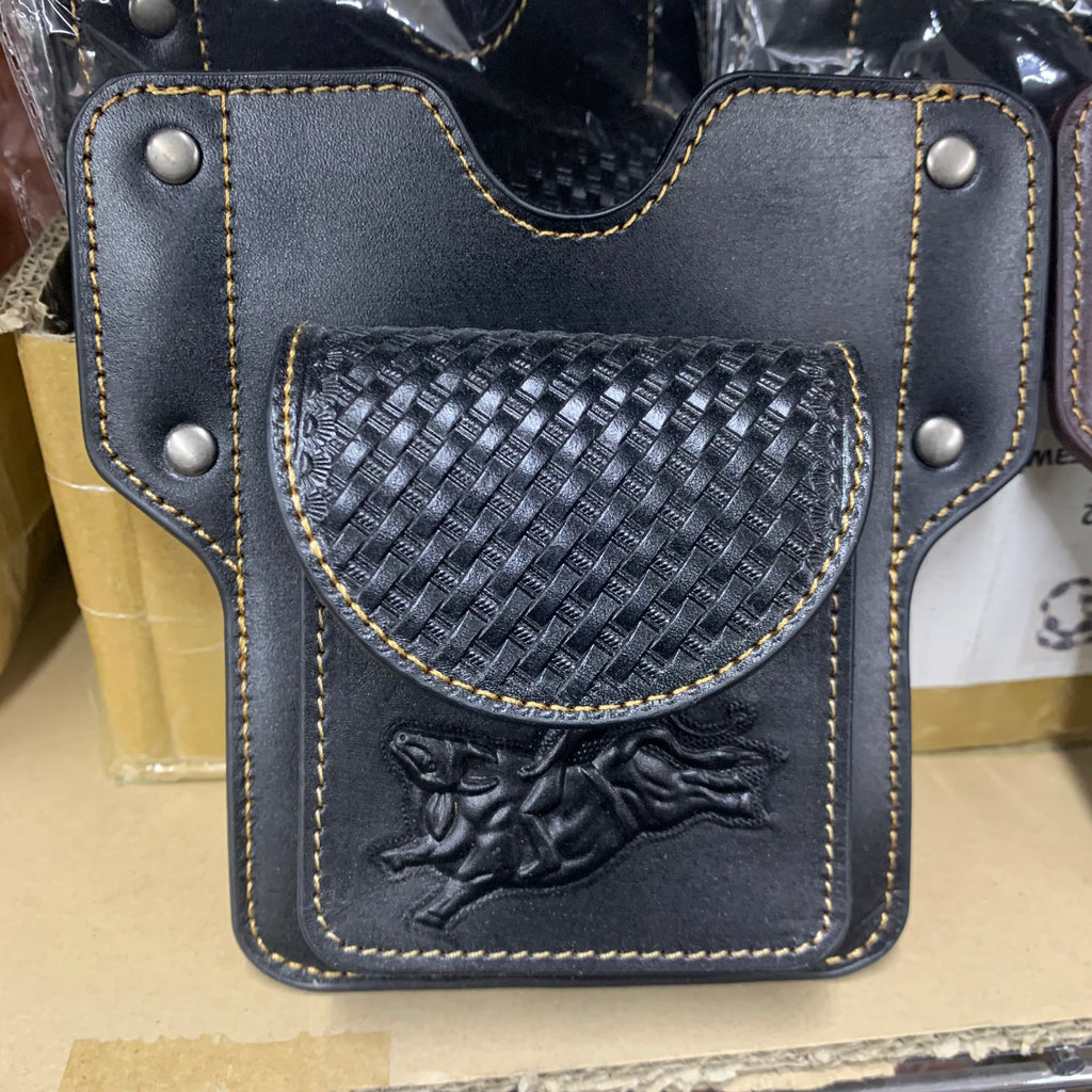 7" x 6" GENUINE LEATHER SHOOTING POUCH BELT LOOP HANDMADE NEW -- FREE SHIPPING