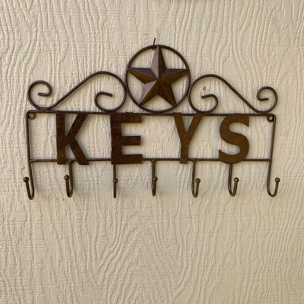 16"x10" LONESTAR KEYS HOLDER METAL HOOKS HANDMADE USA WALL ART METAL WESTERN HOME DECOR NEW BRONZE