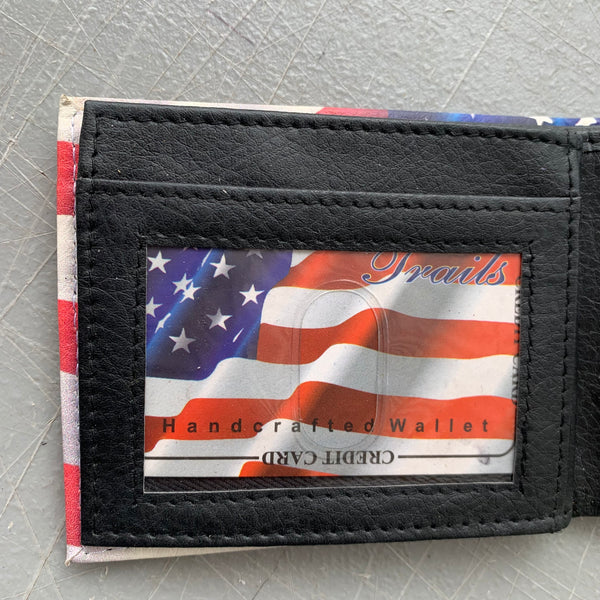 5" USA FLAG AMERICANA WALLET LEATHER BIFOLD WALLET