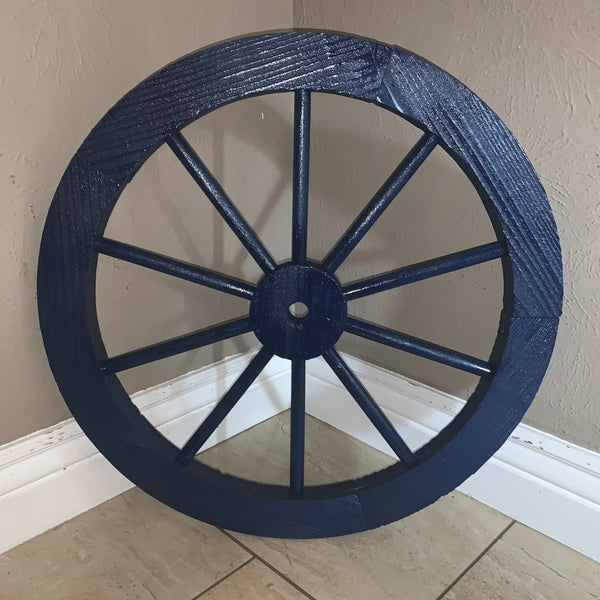 16",24",30" WAGON WHEEL BARN WOOD NAVY BLUE WESTERN HOME DECOR