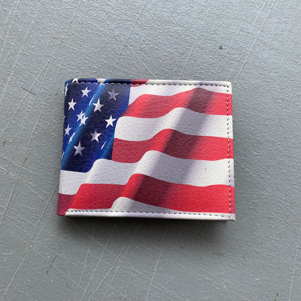 5" USA FLAG AMERICANA WALLET LEATHER BIFOLD WALLET
