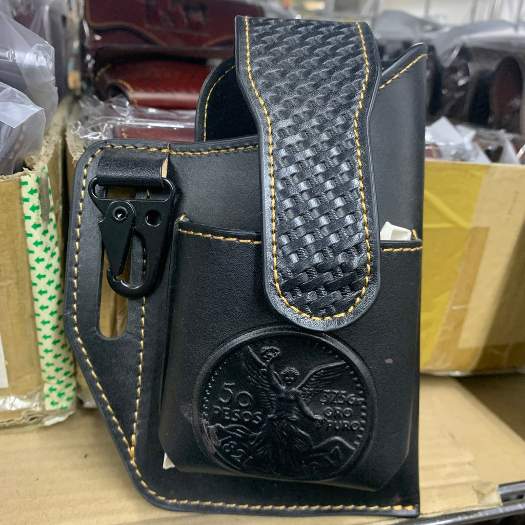 7" x 6" GENUINE LEATHER SHOOTING POUCH BELT LOOP HANDMADE NEW -- FREE SHIPPING