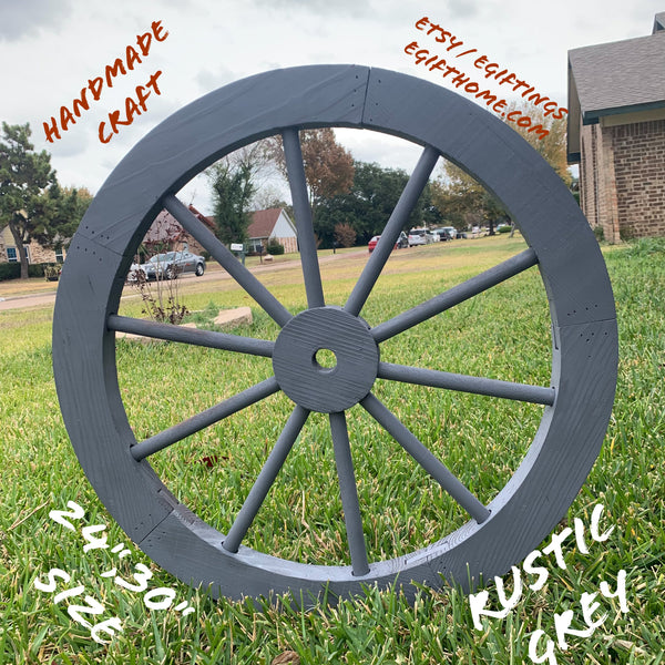 16",24",30" WAGON WHEEL BLACK BARN WOOD WESTERN HOME DECOR RUSTIC HANDMADE CRAFT