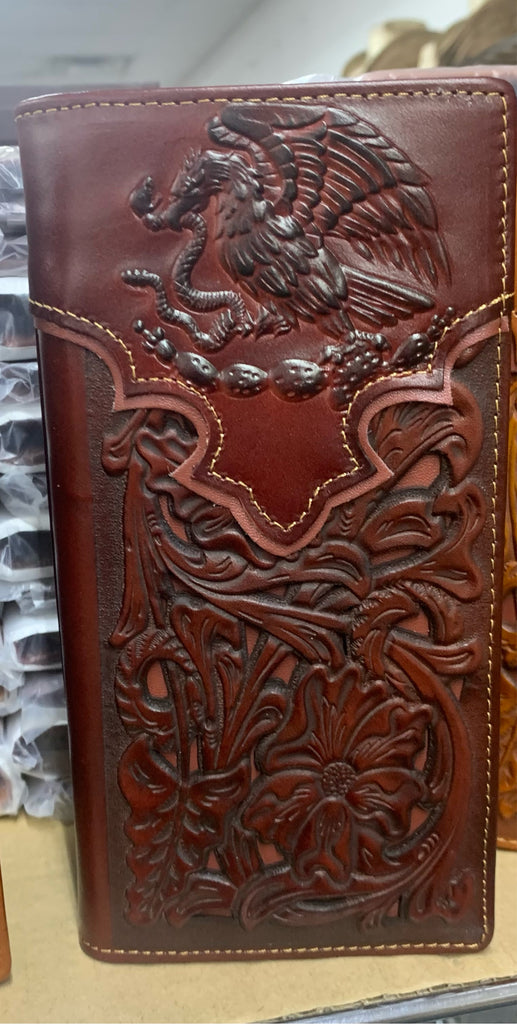 GENUINE LEATHER WESTERN CHECKBOOK MEN'S WALLET WESTERN FASHION