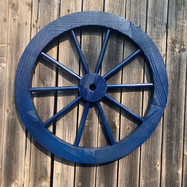 16",24",30" WAGON WHEEL BARN WOOD NAVY BLUE WESTERN HOME DECOR