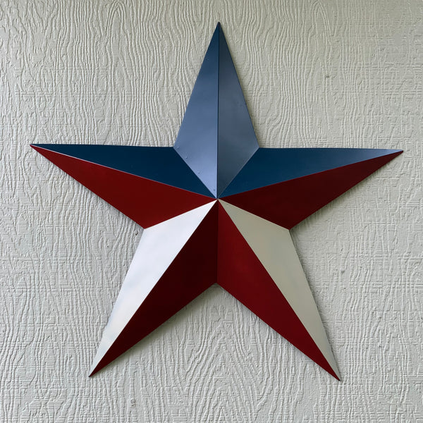 16",24",36" RED WHITE & BLUE METAL BARN STAR METAL WALL ART WESTERN HOME DECOR HANDMADE NEW ART #EH12939