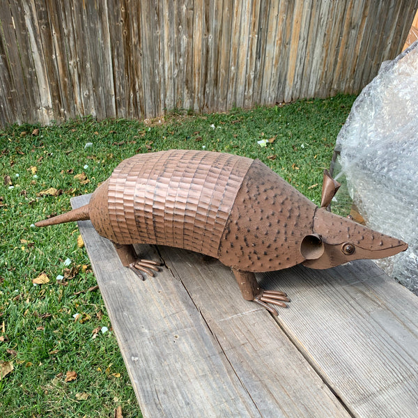 10",14",23",30" ARMADILLO GARDEN ANIMAL SCULPTURE METAL DECOR ORNAMENT OUTDOOR OR INDOOR TEXAS YARD ART