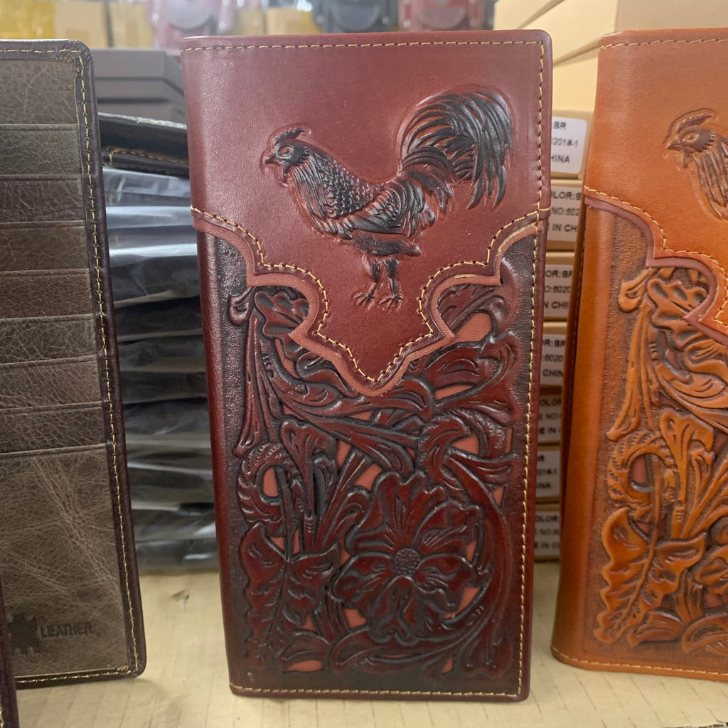 GENUINE LEATHER WESTERN CHECKBOOK MEN'S WALLET WESTERN FASHION
