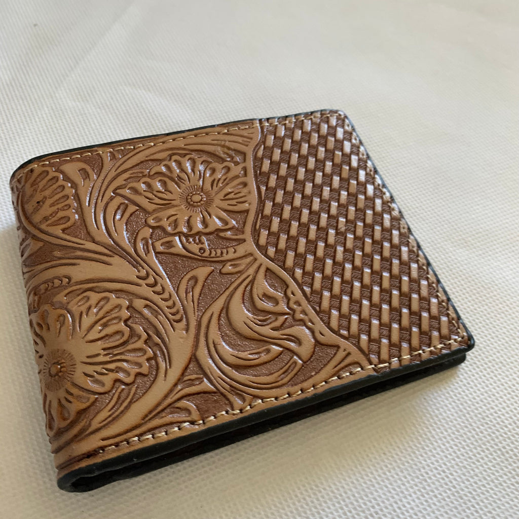 5" MEN'S WALLET GENUINE LEATHER BIFOLD WESTERN ARTWORK WALLET NEW