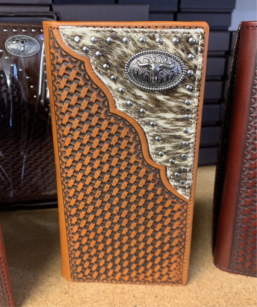 GENUINE LEATHER WESTERN CHECKBOOK MEN'S WALLET WESTERN FASHION