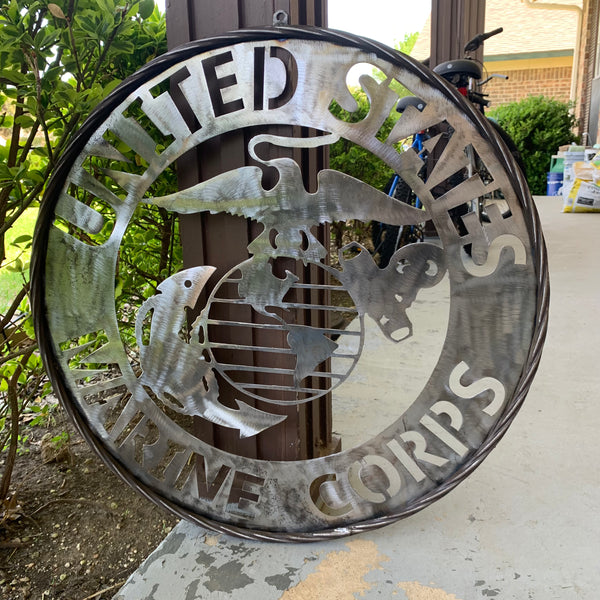 24" US MARINE CORPS MILITARY LASERCUT RAW METAL WALL ART WESTERN HOME DECOR HANDMADE NO PAINT