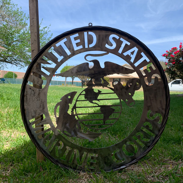 24" US MARINE CORPS MILITARY LASERCUT RAW METAL WALL ART WESTERN HOME DECOR HANDMADE NO PAINT