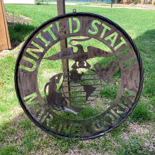 24" US MARINE CORPS MILITARY LASERCUT RAW METAL WALL ART WESTERN HOME DECOR HANDMADE NO PAINT