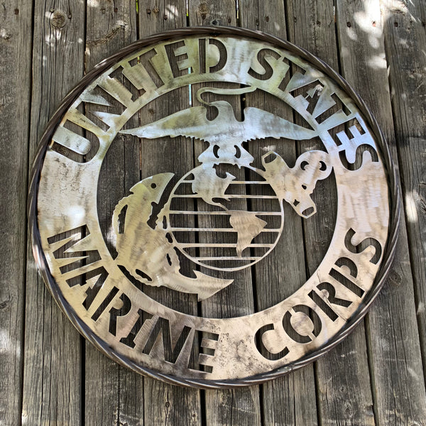 24" US MARINE CORPS MILITARY LASERCUT RAW METAL WALL ART WESTERN HOME DECOR HANDMADE NO PAINT