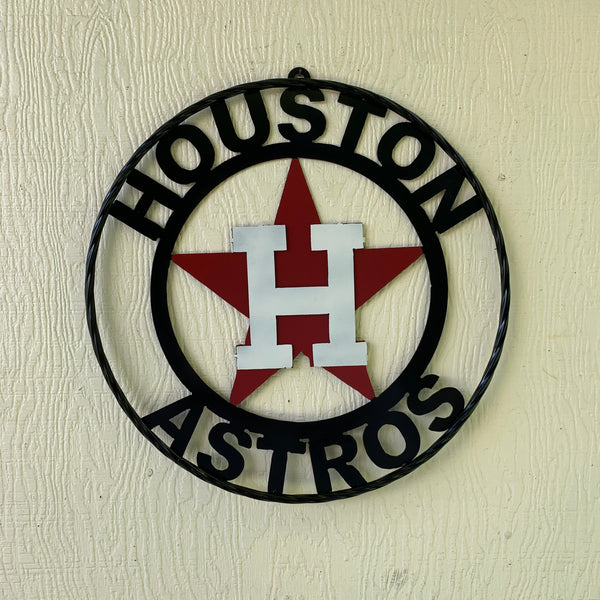12",18",24",32",36" HOUSTON ASTROS ORANGE WHITE & BLACK CUSTOM METAL VINTAGE CRAFT WALL ART